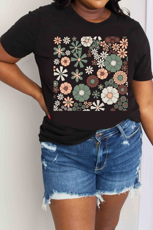 Boho Flower Graphic Cotton Tee