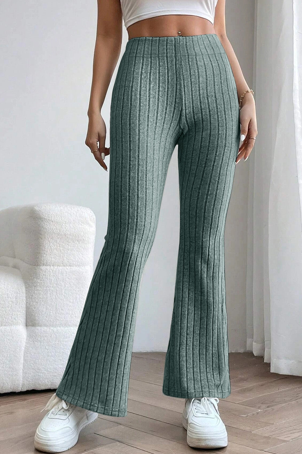 Niki Ribbed High Waist Flare Pants