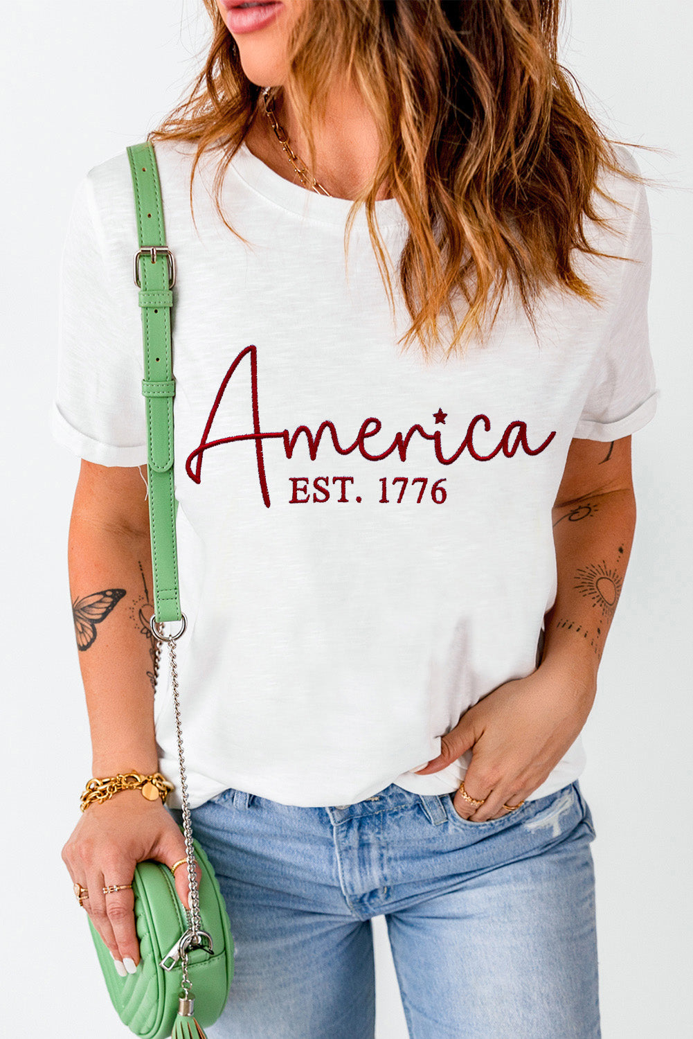 America Graphic Round Neck Short Sleeve T-Shirt