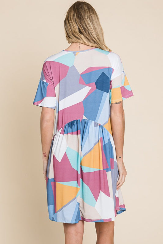 Becky Ruched Color Block Short Sleeve Dress