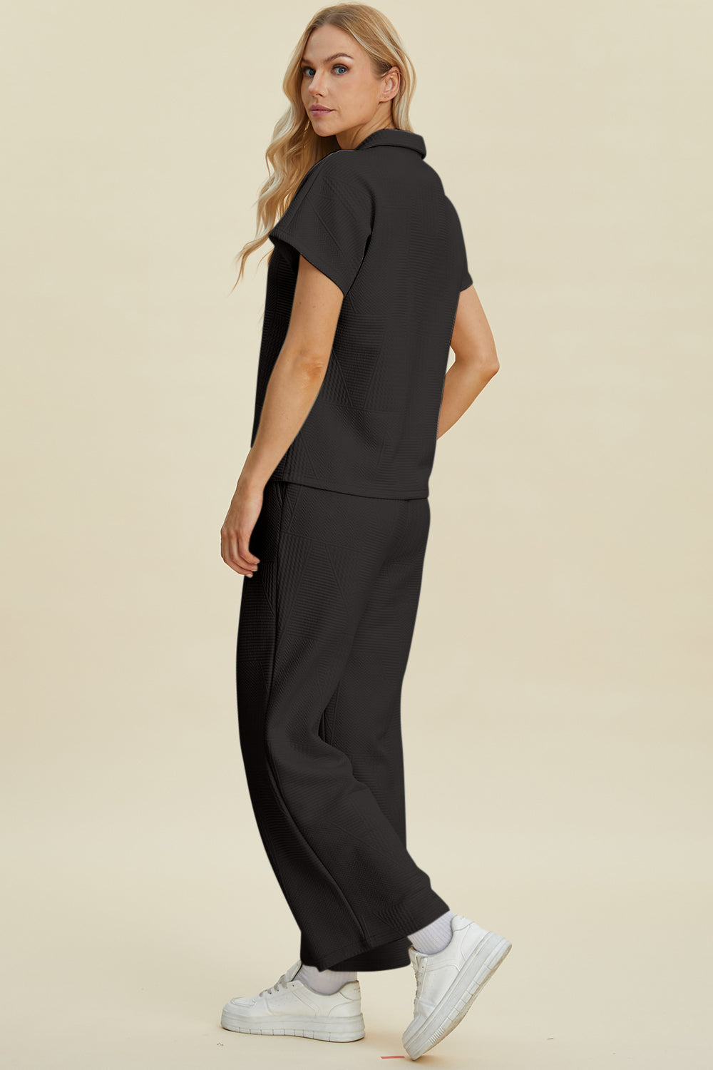 Charlotte Collared Neck Short Sleeve Top and Pants Set