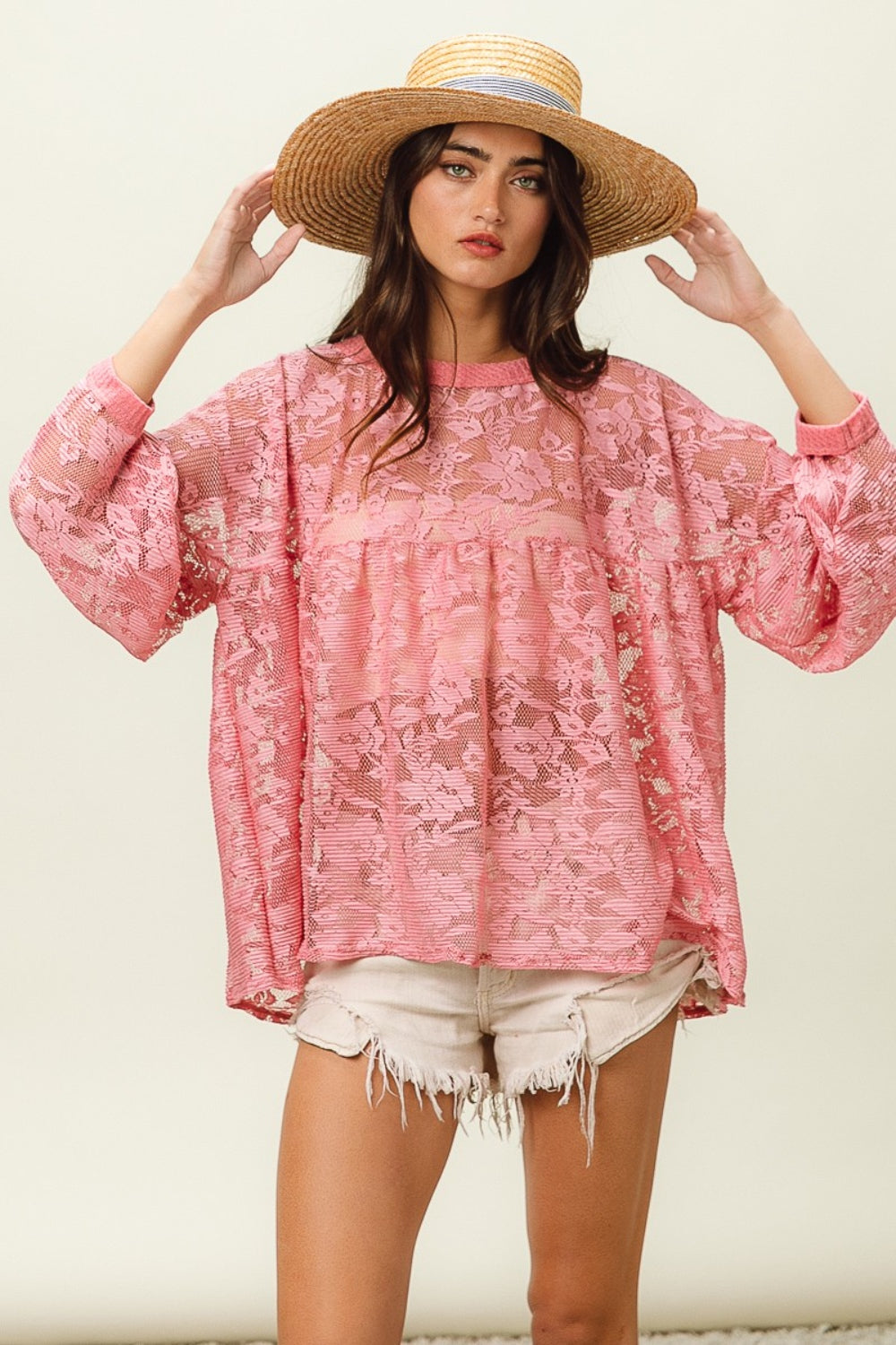 Macy Floral Lace Long Sleeve Top