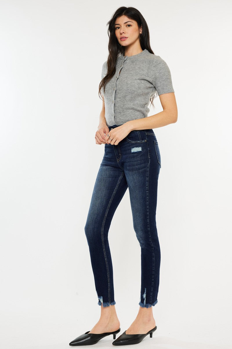 Kancan Cat's Whiskers Raw Hem High Waist Jeans