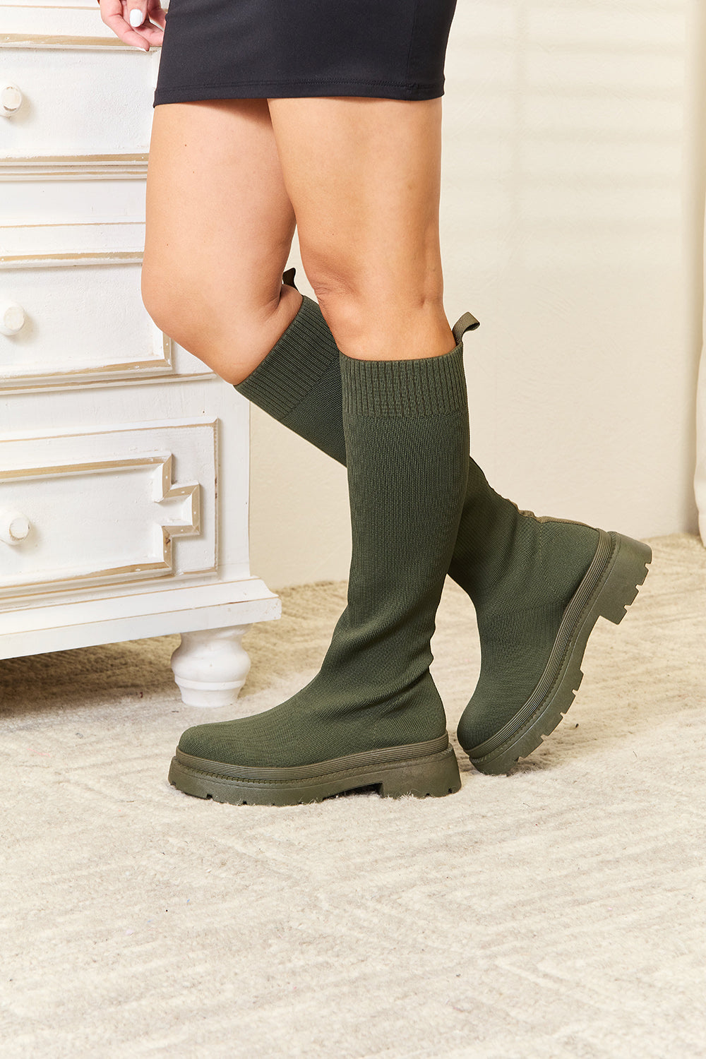 Dawn Knee High Platform Sock Boots