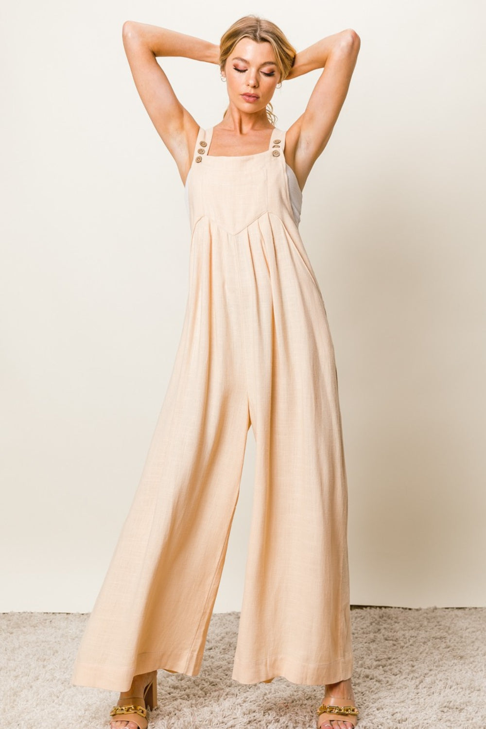 Cammie Texture Sleeveless Wide Leg Jumpsuit