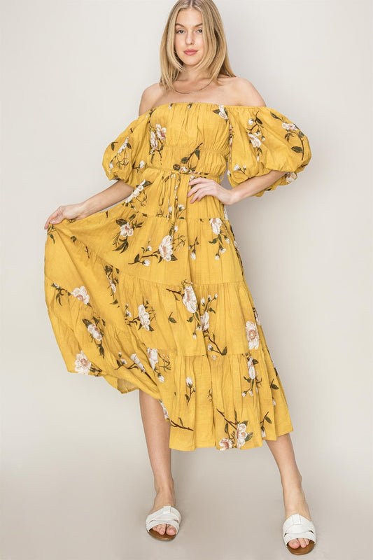 Sara Floral Puff Sleeve Tiered Dress