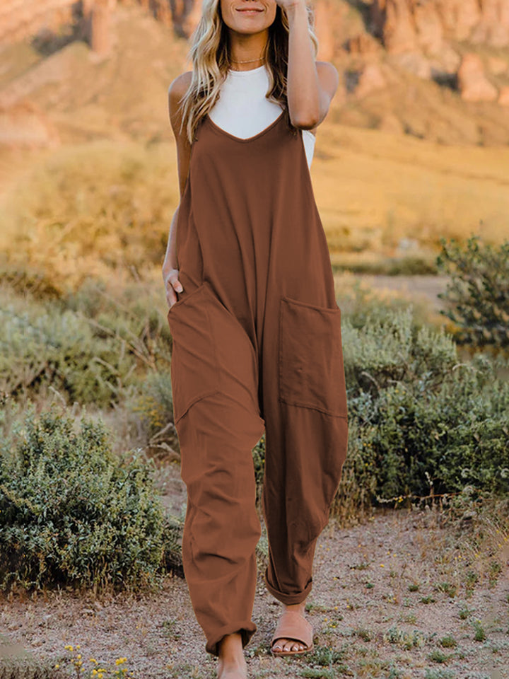 Sierra Sleeveless V-Neck Pocketed Jumpsuit