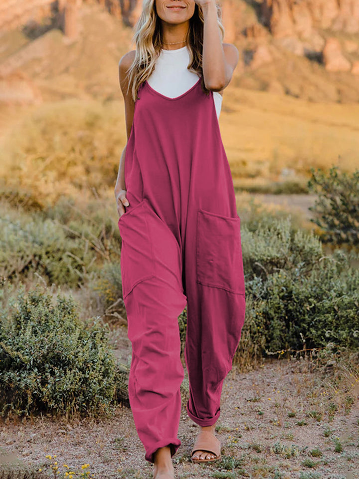 Sierra Sleeveless V-Neck Pocketed Jumpsuit