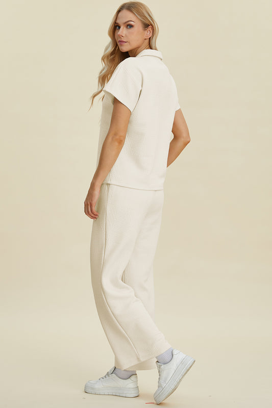 Charlotte Collared Neck Short Sleeve Top and Pants Set