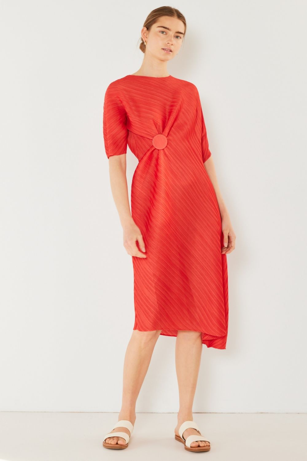 Marina Pleated Dolman Sleeve Dress