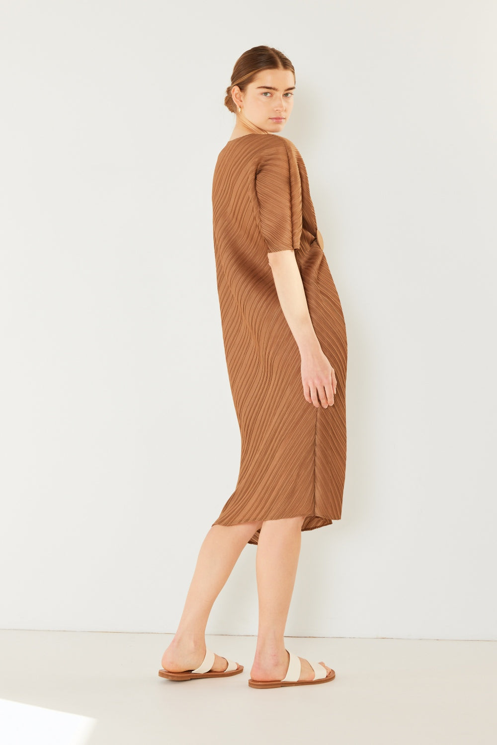 Marina Pleated Dolman Sleeve Dress