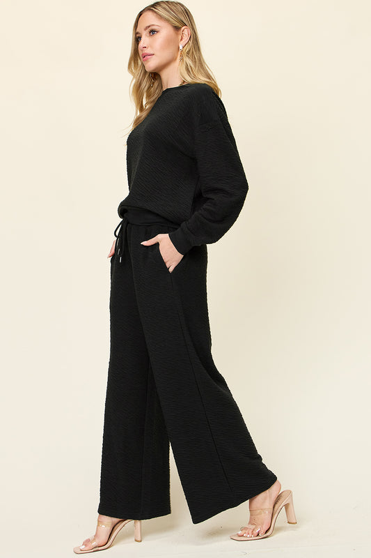 Farrah Texture Long Sleeve Top and Pants Set