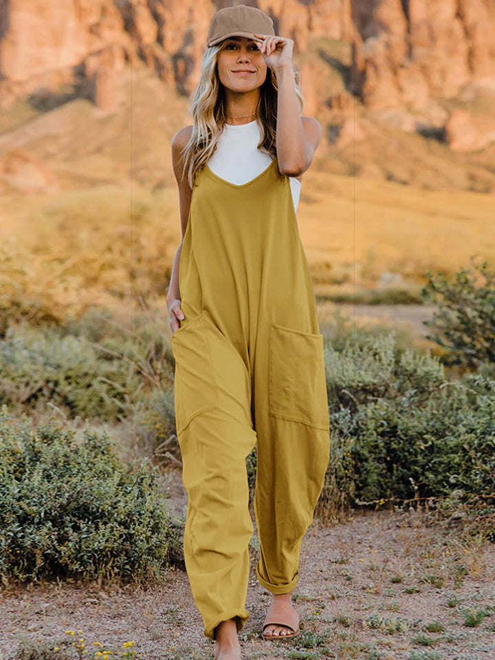 Sierra Sleeveless V-Neck Pocketed Jumpsuit