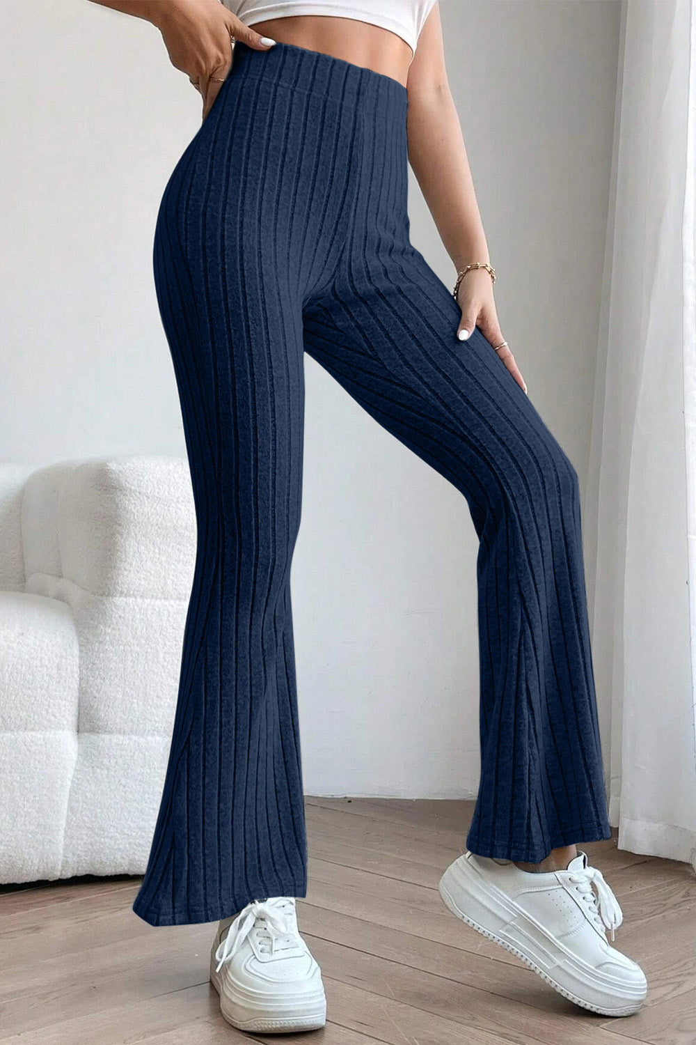 Niki Ribbed High Waist Flare Pants