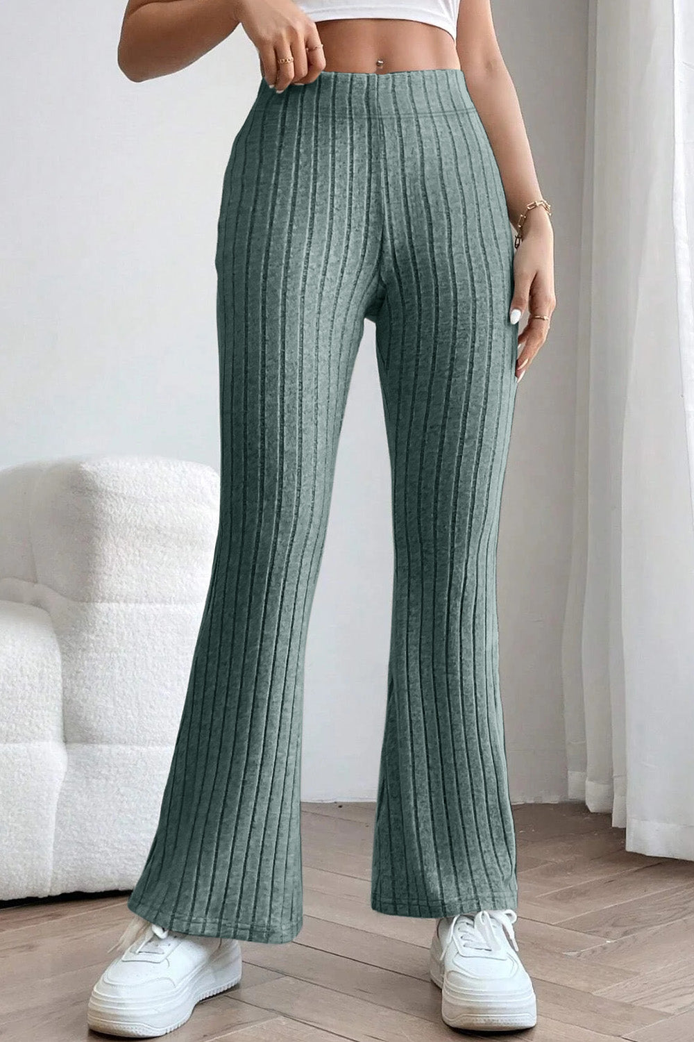 Niki Ribbed High Waist Flare Pants