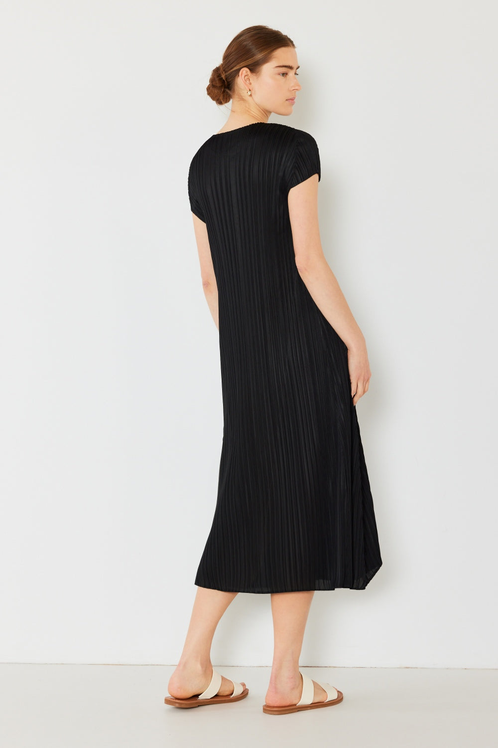 Mary Pleated Cap Sleeve A-Line Dress