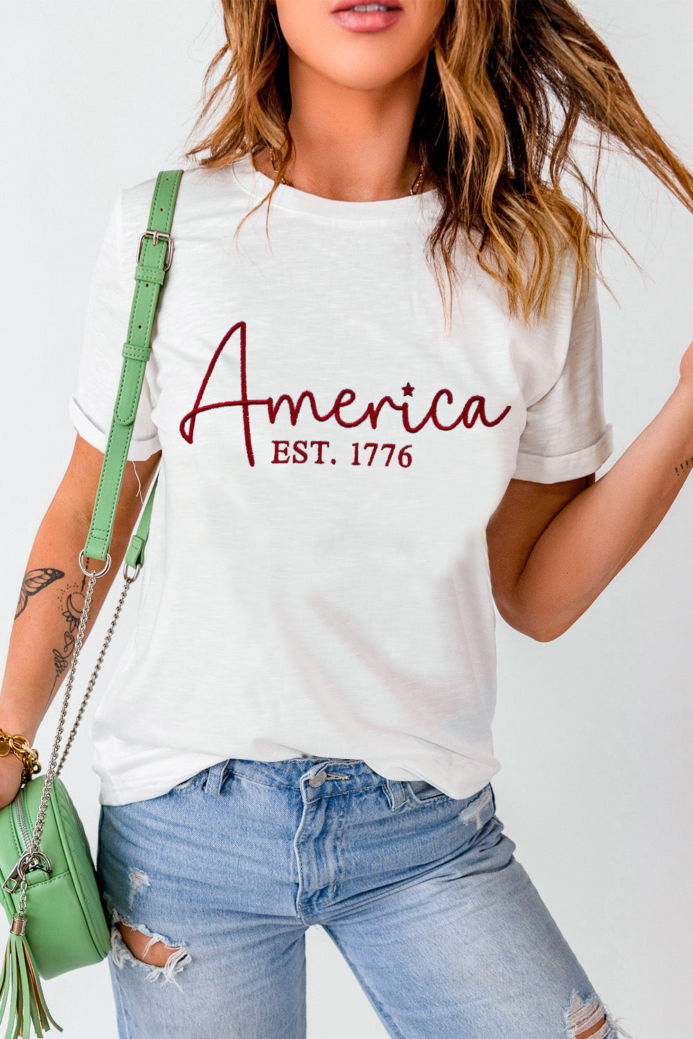 America Graphic Round Neck Short Sleeve T-Shirt