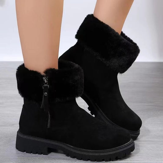 Suede Boots with Side Zipper