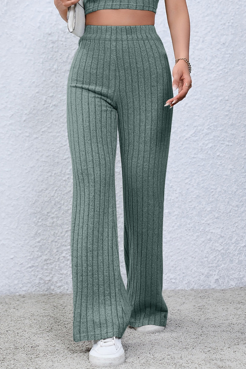 Niki Ribbed High Waist Flare Pants