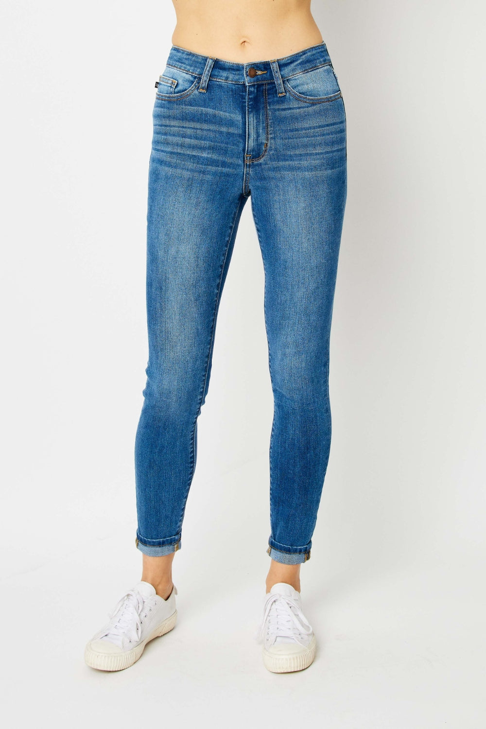 Judy Blue Cuffed Hem Low Waist Skinny Jeans