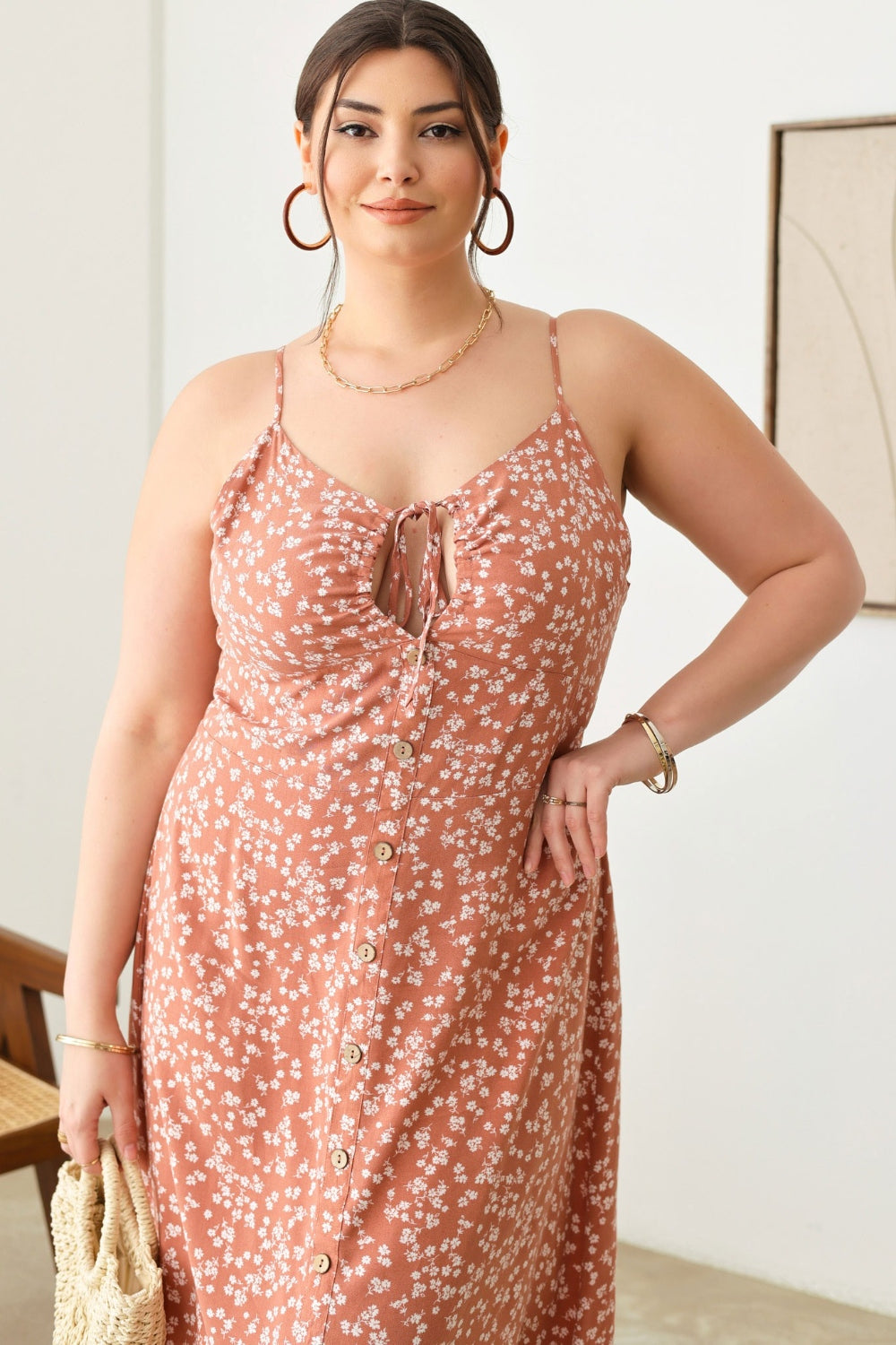 Ivy Cutout Floral Spaghetti Strap Dress