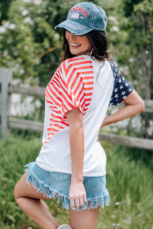 Liberty US Flag V-Neck Tee Shirt