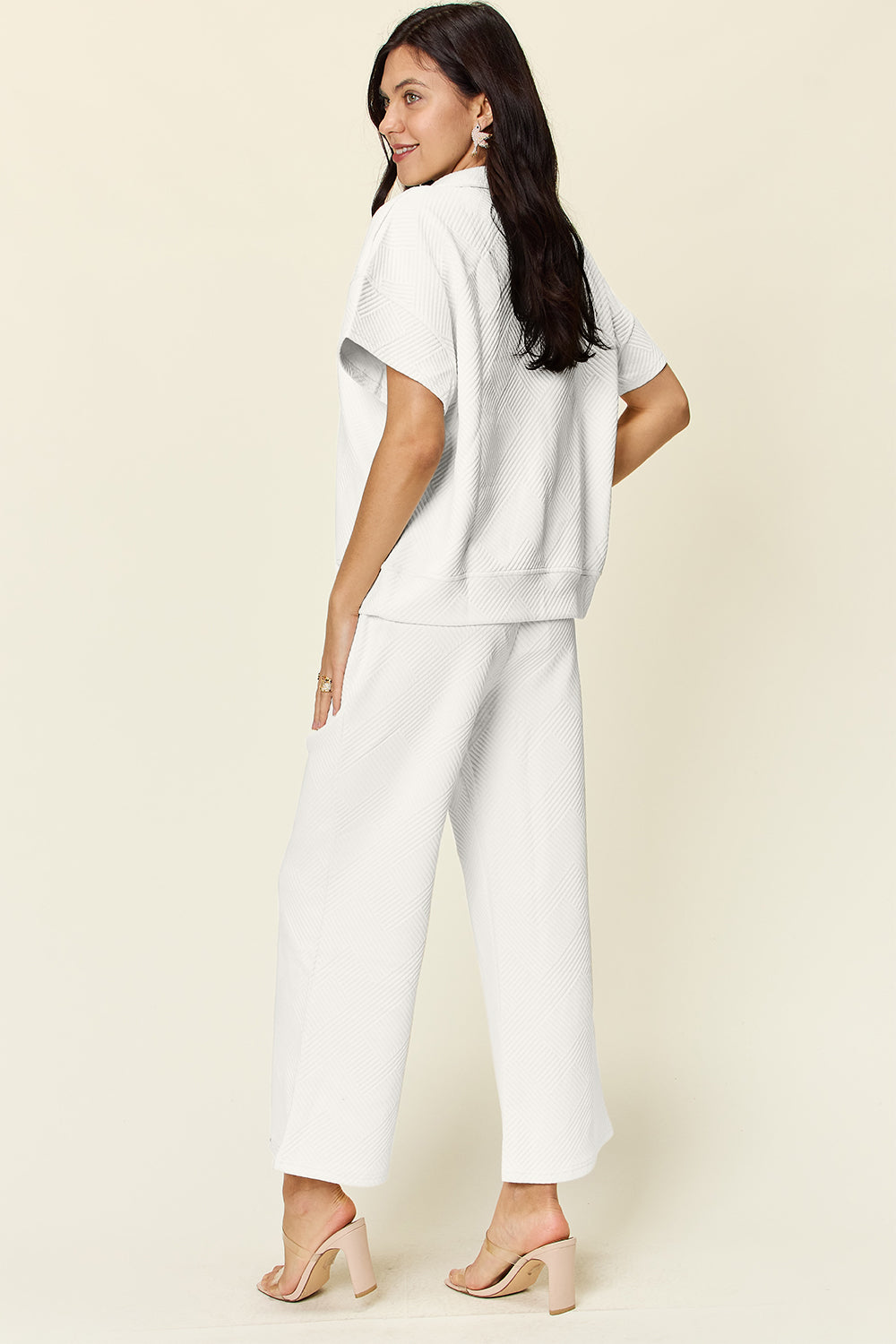 Palmer Texture Half Zip Short Sleeve Top and Pants Set