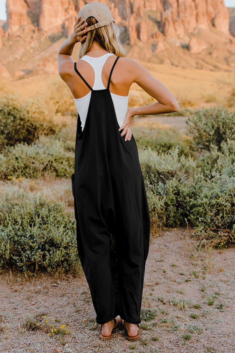 Sierra V-Neck Sleeveless Jumpsuit with Pockets