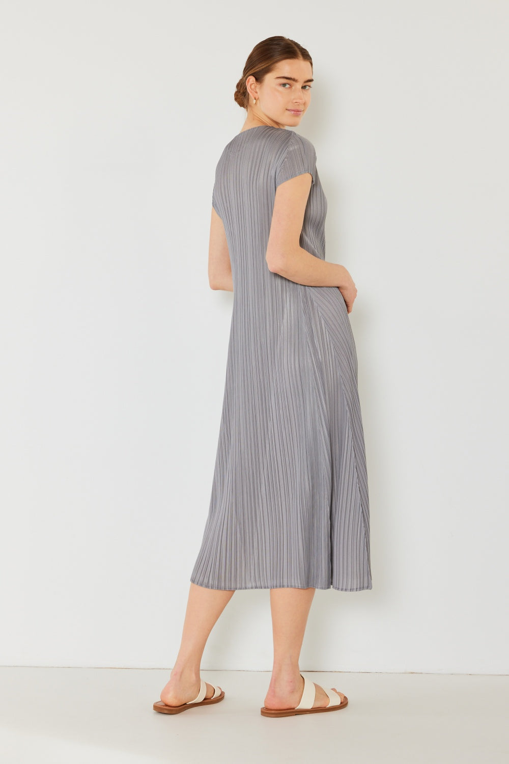 Mary Pleated Cap Sleeve A-Line Dress