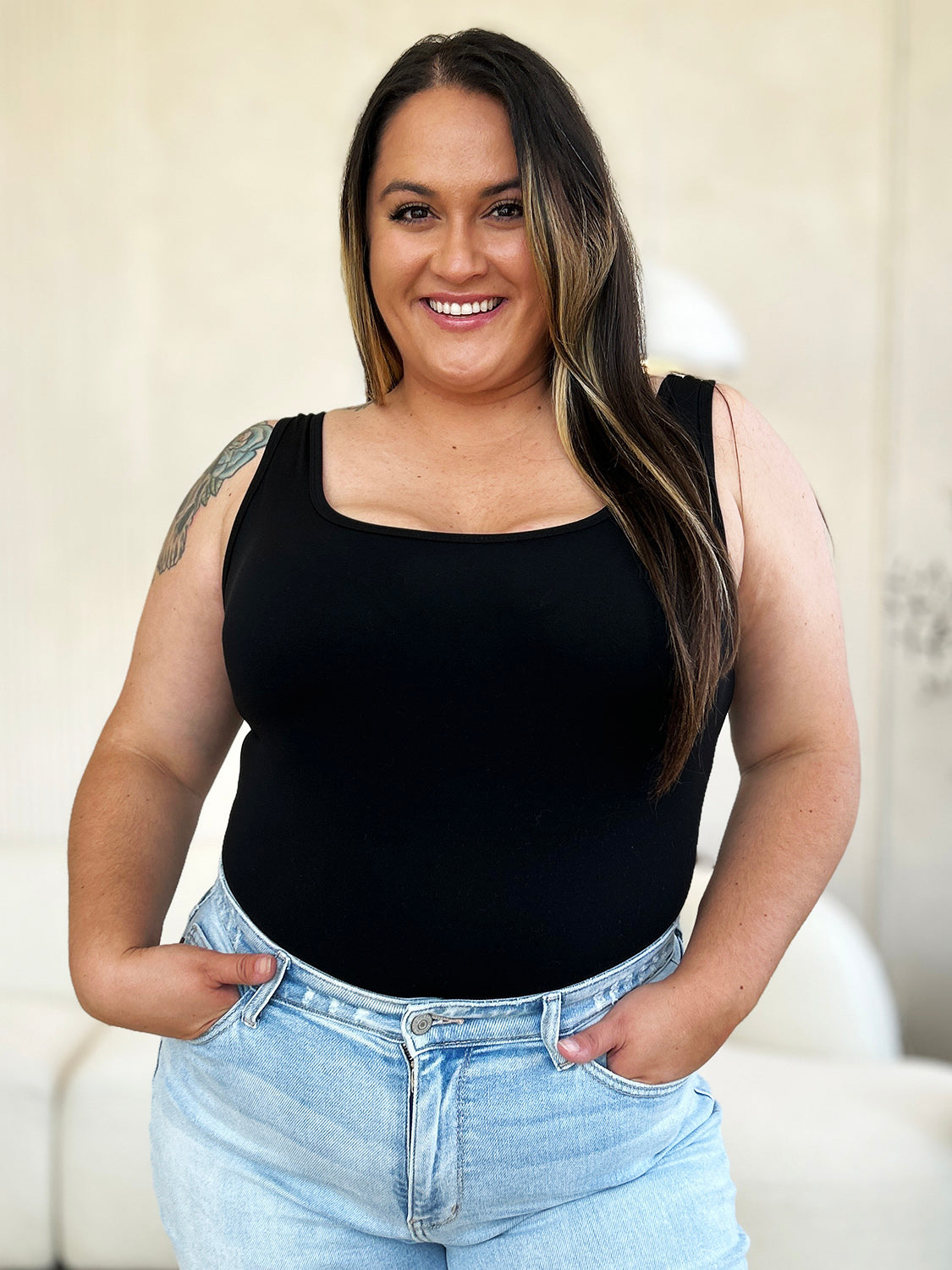 Bailey Square Neck Sleeveless Bodysuit