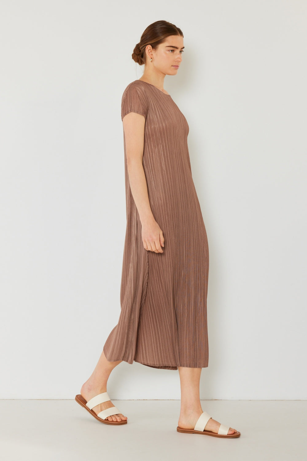 Mary Pleated Cap Sleeve A-Line Dress