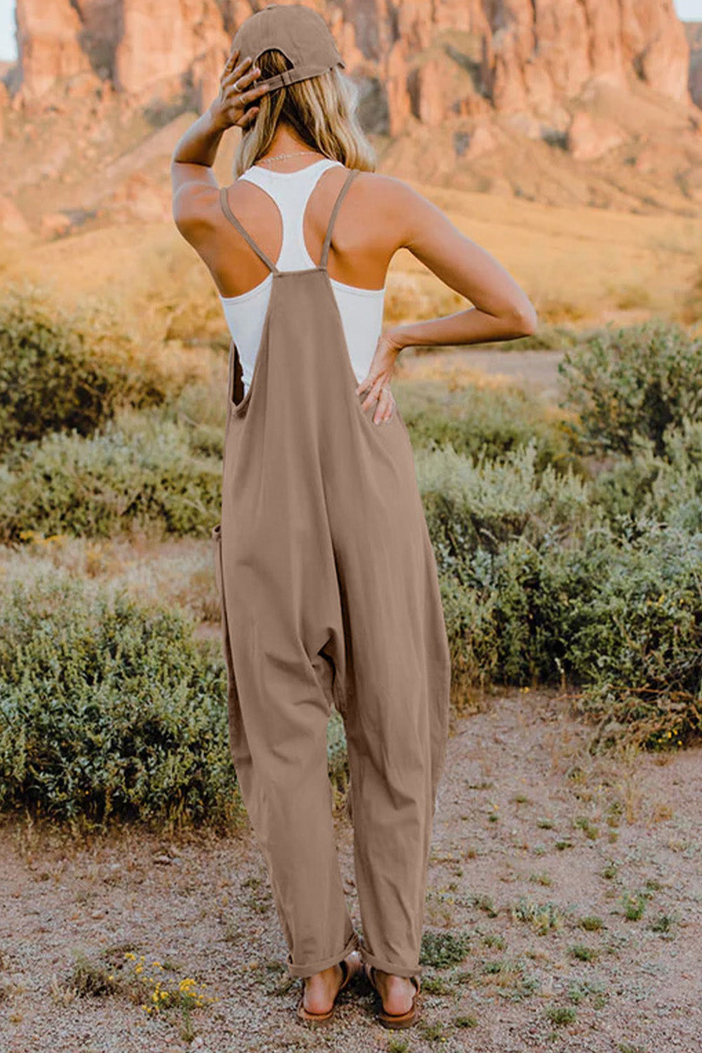 Sierra V-Neck Sleeveless Jumpsuit with Pockets