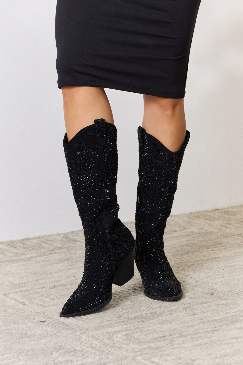 Shae Rhinestone Knee High Cowboy Boots