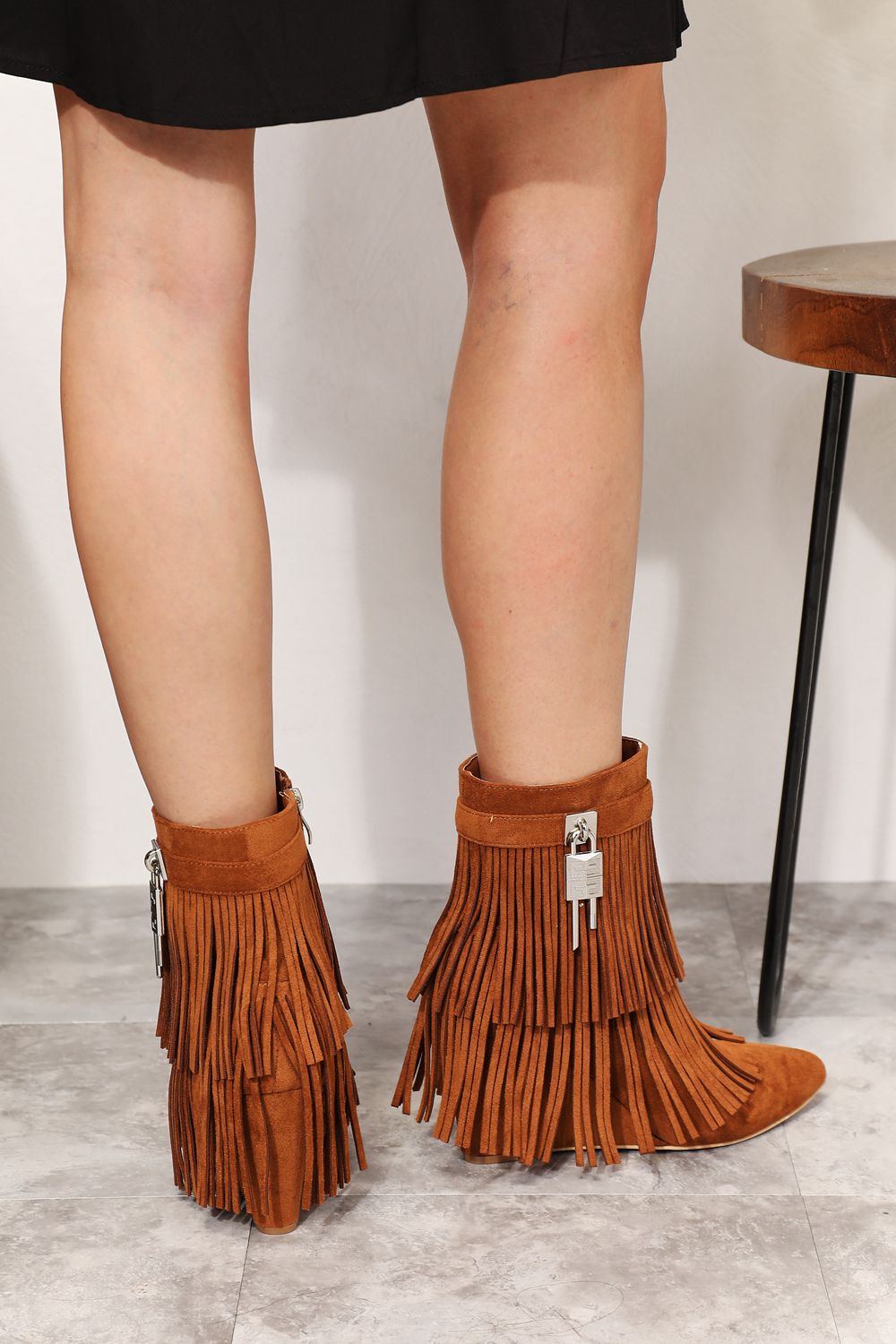 Lanie Tassel Wedge Heel Ankle Booties