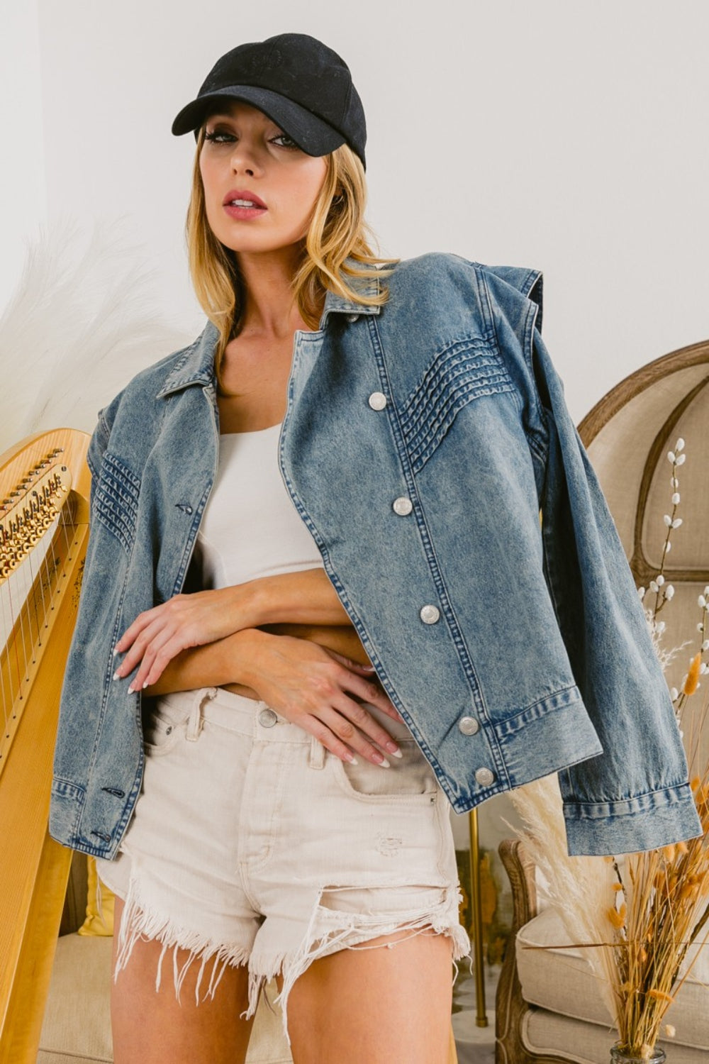 Leda Button Up Long Sleeve Denim Jacket