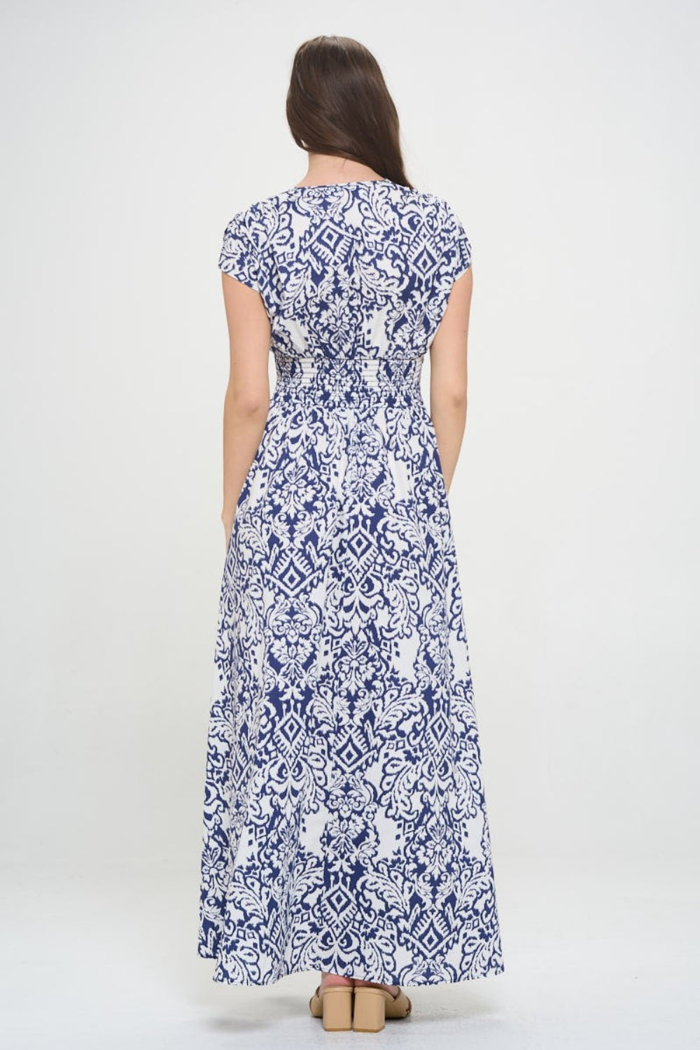 Rachel Printed Smocked Waist Maxi Dress