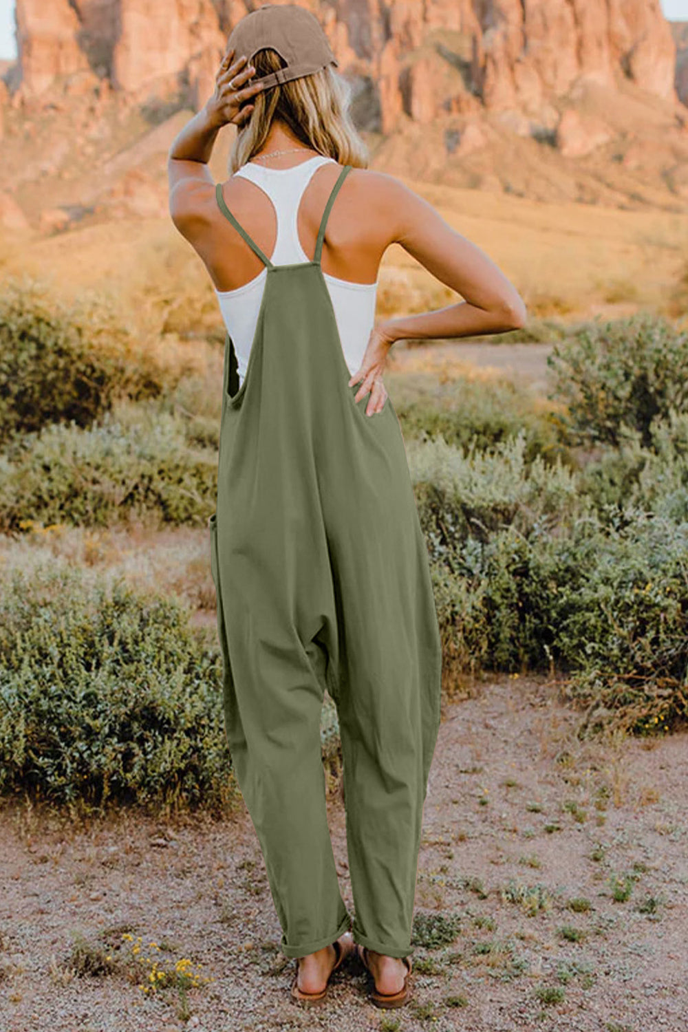 Sierra V-Neck Sleeveless Jumpsuit with Pockets