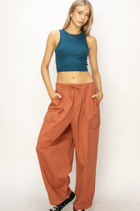 Halsey Drawstring Cargo Wide Leg Pants