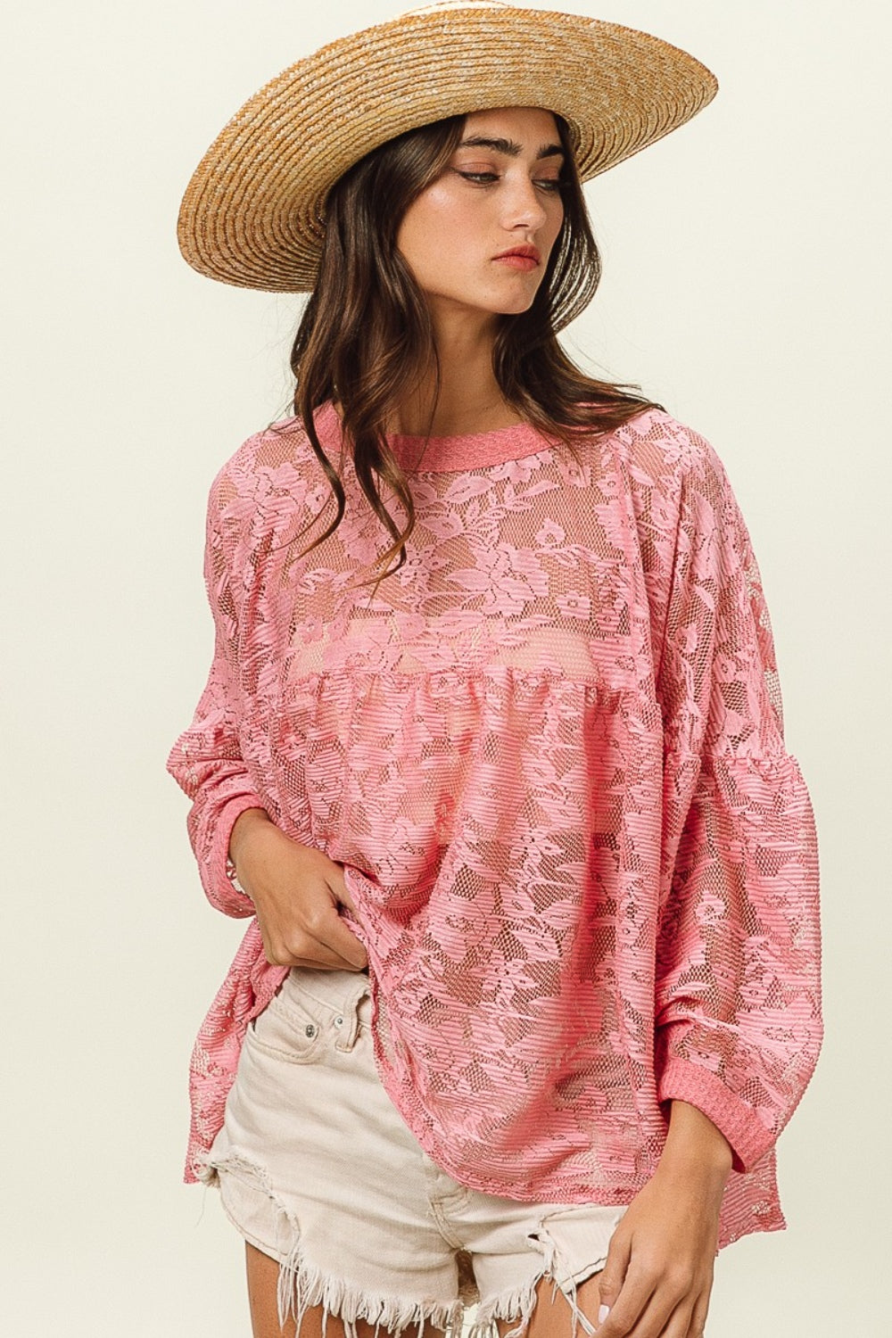 Macy Floral Lace Long Sleeve Top