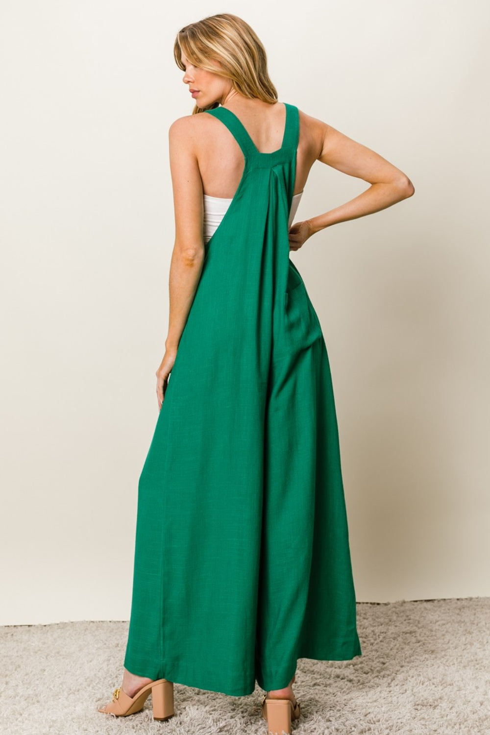 Carly Texture Sleeveless Wide Leg Jumpsuit