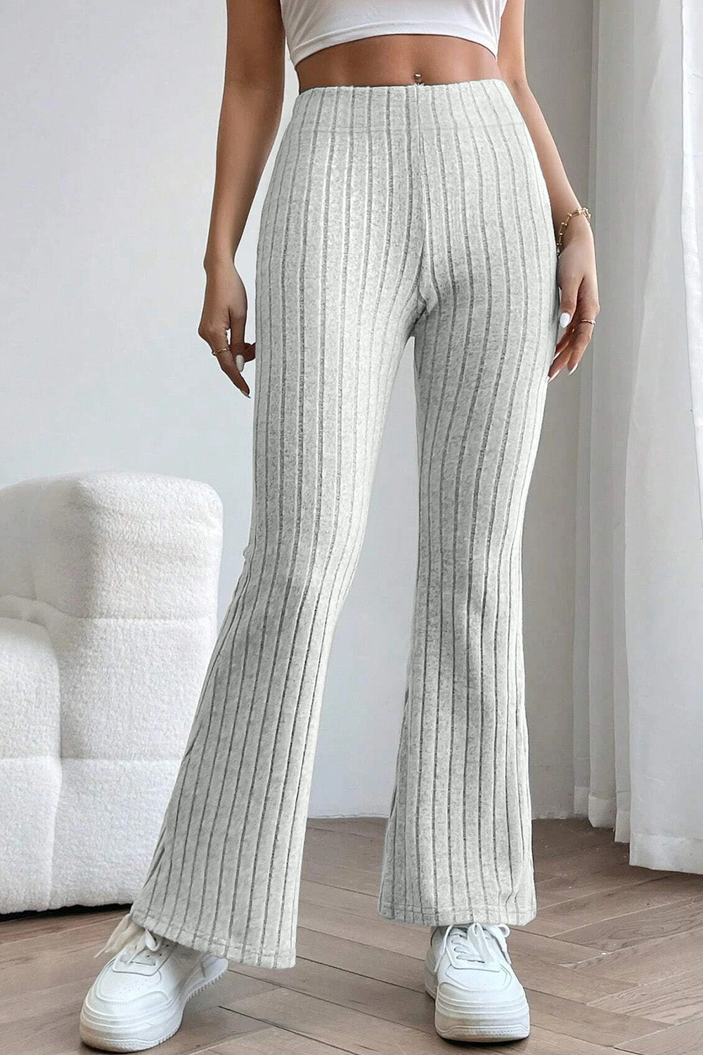 Niki Ribbed High Waist Flare Pants