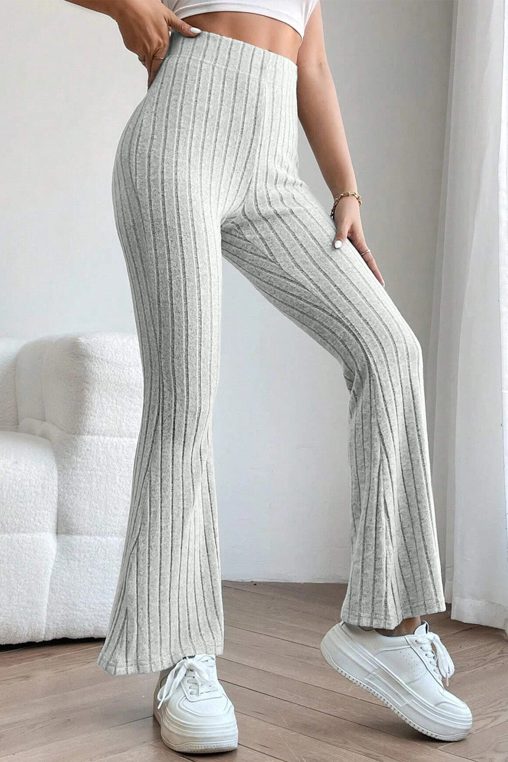 Niki Ribbed High Waist Flare Pants