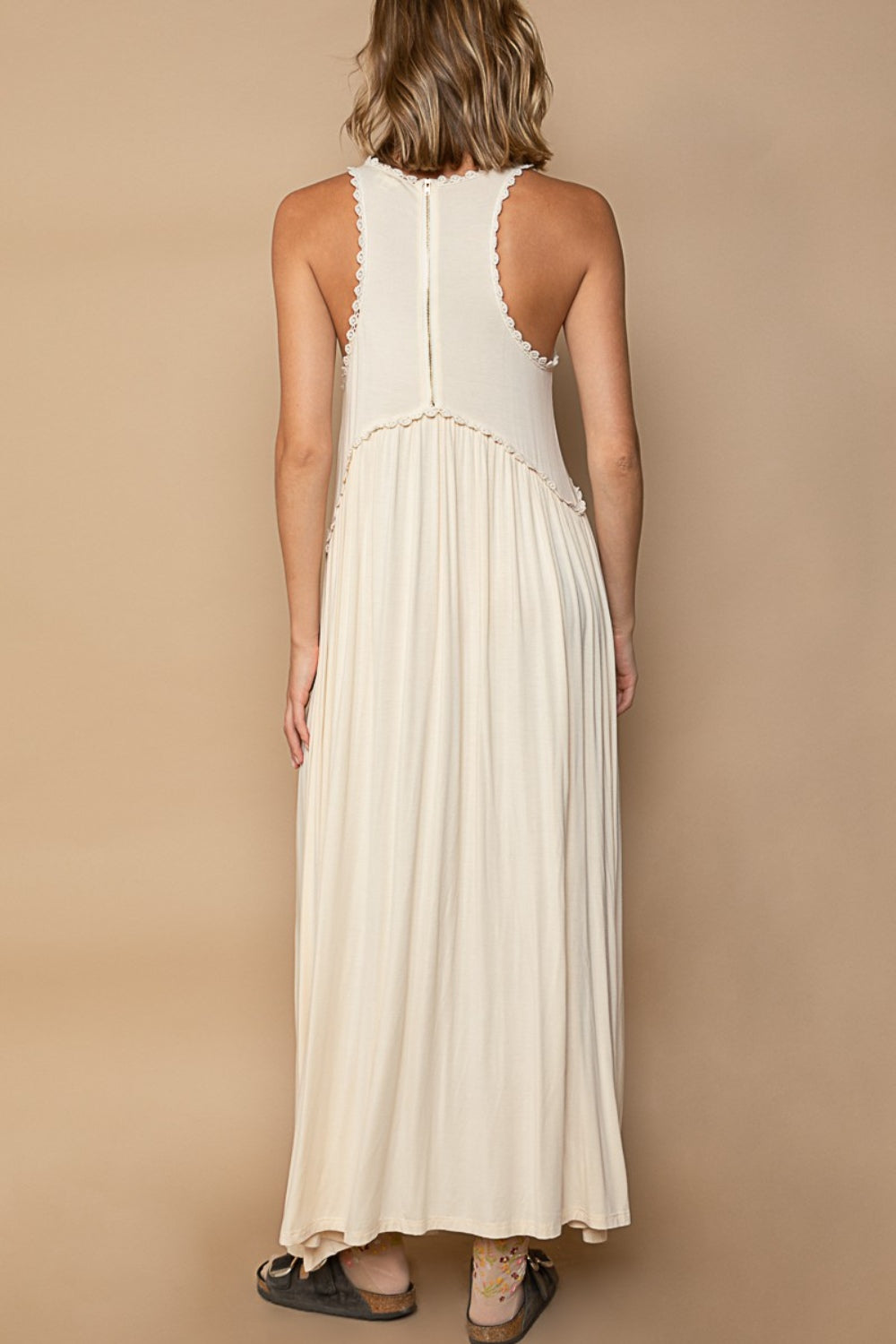 Aria Sleeveless Back Zipper Front Slit Maxi Dress