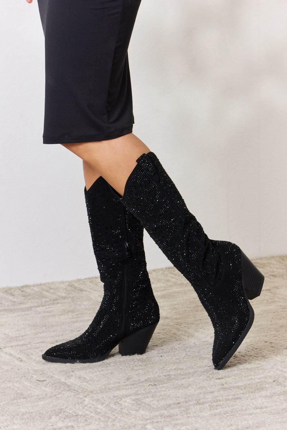 Shae Rhinestone Knee High Cowboy Boots