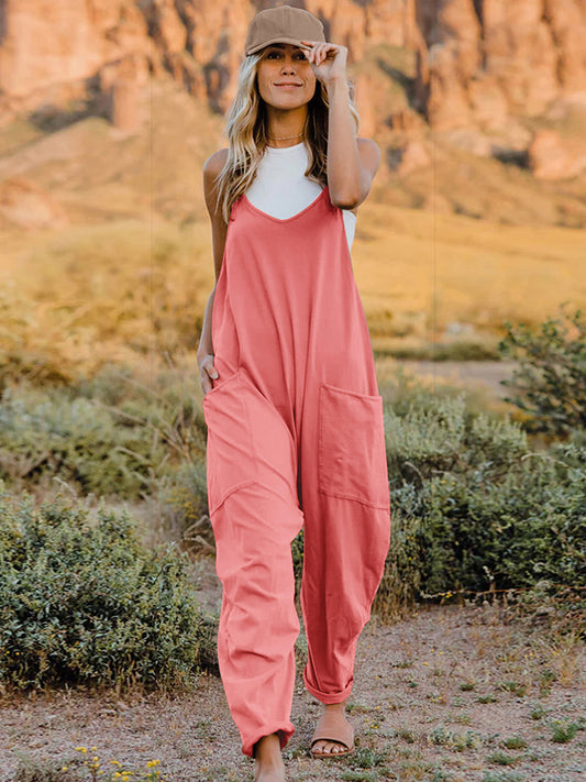 Sierra Sleeveless V-Neck Pocketed Jumpsuit