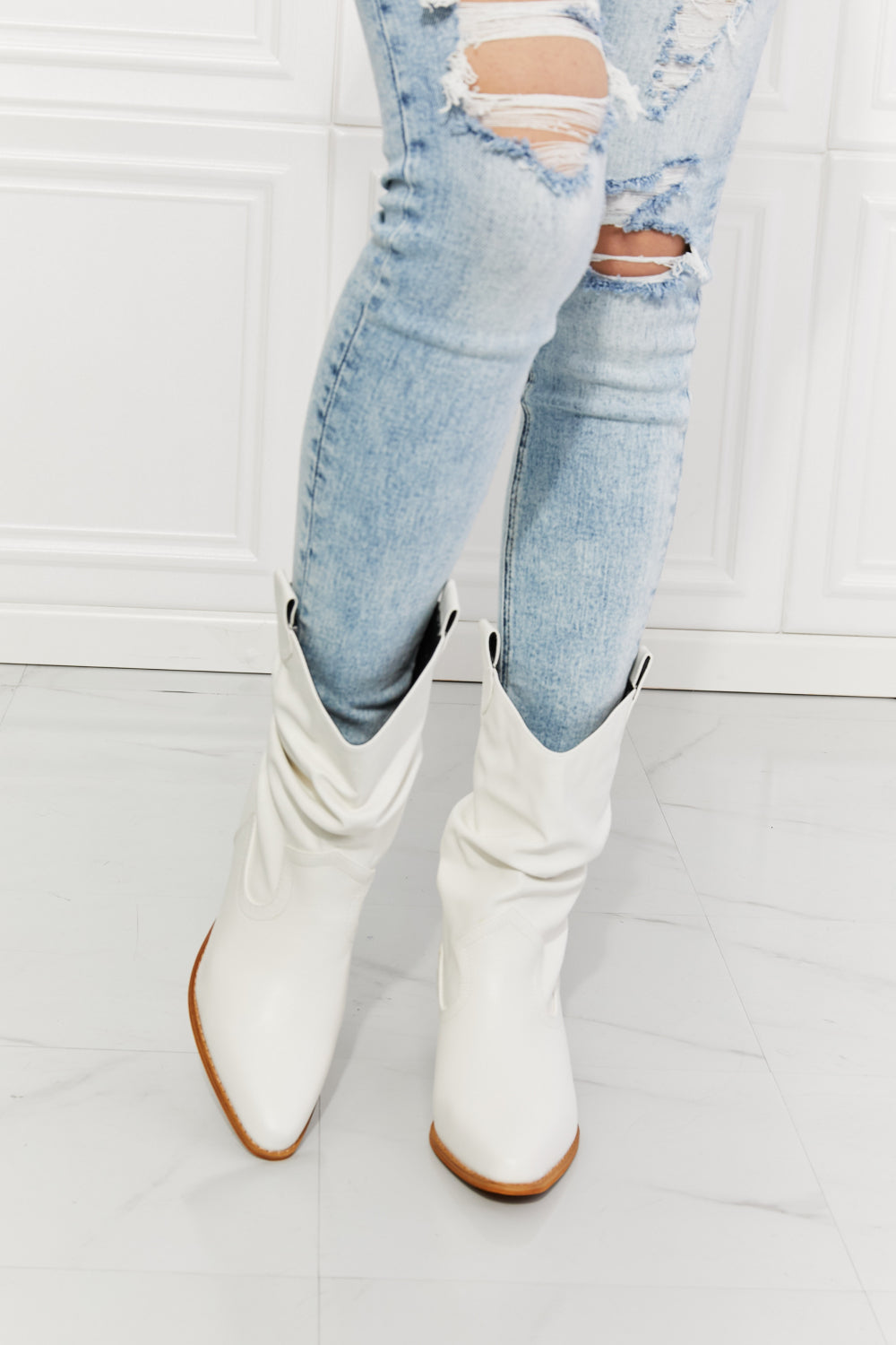 Better in Texas Scrunch Cowboy Boots in White