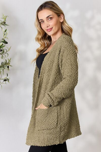 Falling For You Open Front Popcorn Cardigan