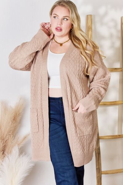 Cable-Knit Pocketed Cardigan