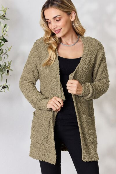 Falling For You Open Front Popcorn Cardigan