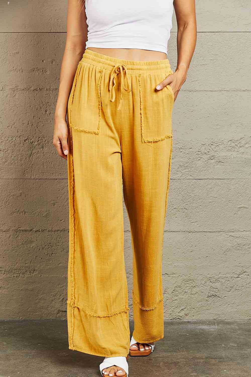 Mineral Wash Wide Leg Pants